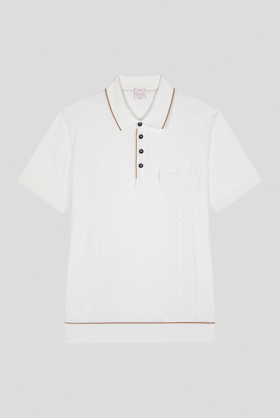 Pure cotton knit polo shirt with contrasting details WHITE Pal Zileri ...