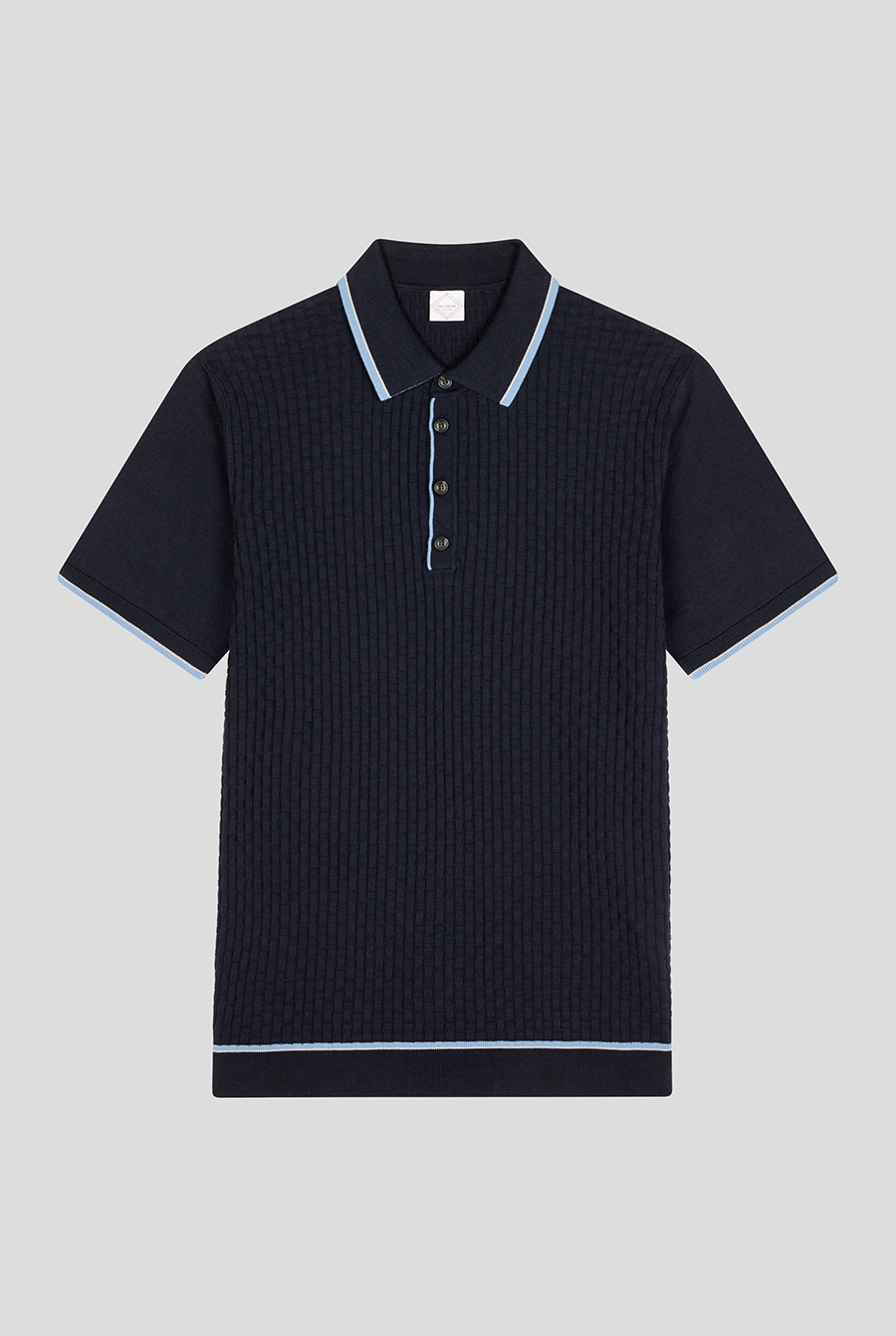 Polo shirt in pure cotton knit with all-over stitch BLUE NAVY Pal ...
