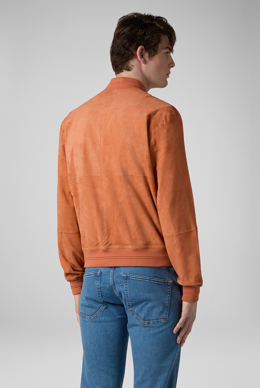 Suede bomber in apricot color ORANGE Pal Zileri | Shop Online