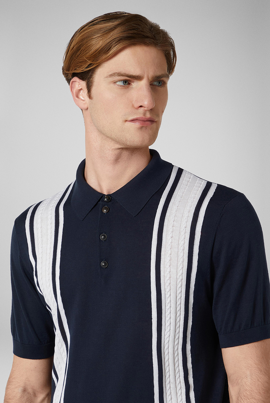 Polo with bands in contrast BLUE NAVY Pal Zileri | Shop Online