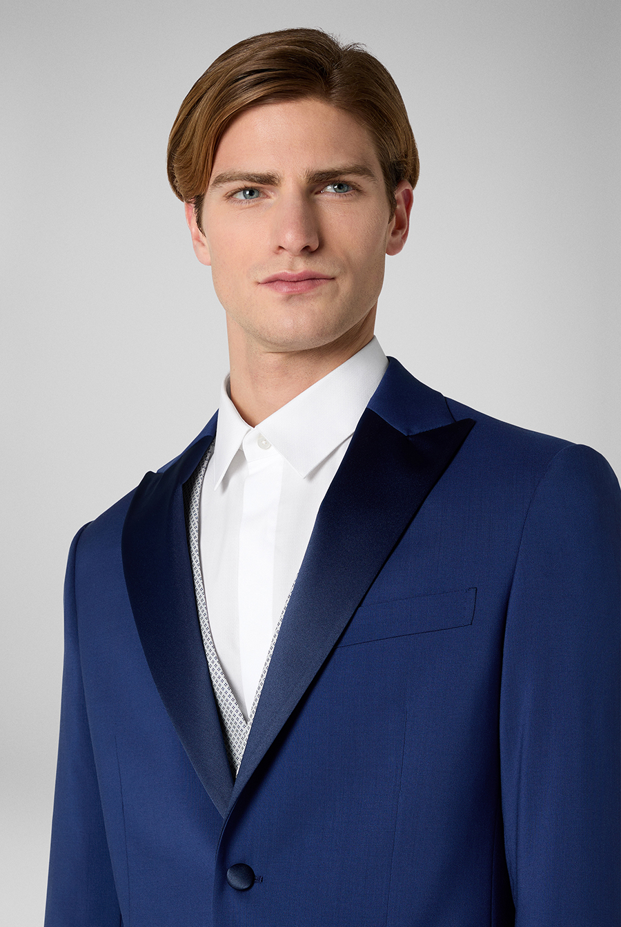 Tuxedo in wool with peak lapel in satin BLUE Pal Zileri | Shop Online