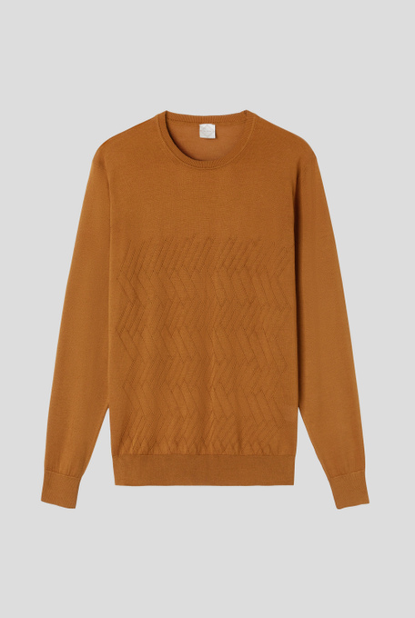 Long-sleeved crewneck in silk and cotton with 3D pattern - Knitwear | Pal Zileri shop online