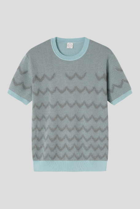 T-shirt in maglia di seta e cotone jacquard - Abbigliamento | Pal Zileri shop online