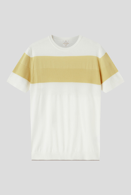 Knitted cotton t-shirt with contrasting details - T-shirts | Pal Zileri shop online