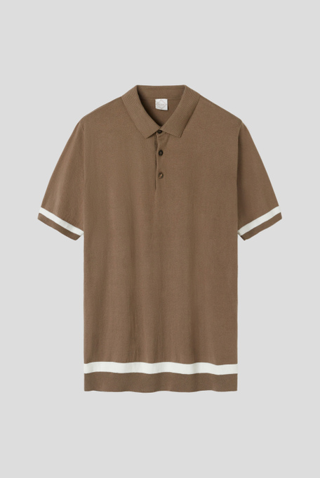 Knitted cotton polo with contrasting bands - T-Shirts and Polo Shirts | Pal Zileri shop online