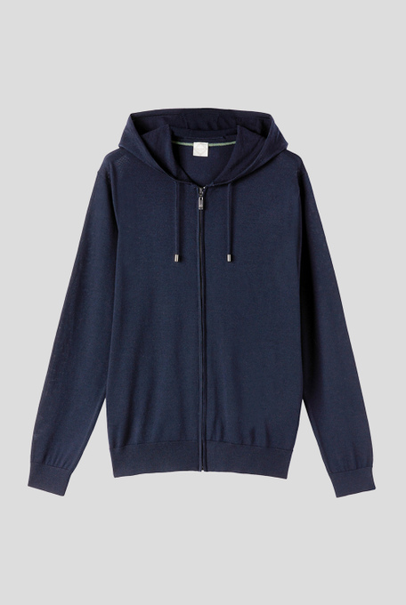 Cardigan in maglia di lana leggera con zip e cappuccio - Top | Pal Zileri shop online