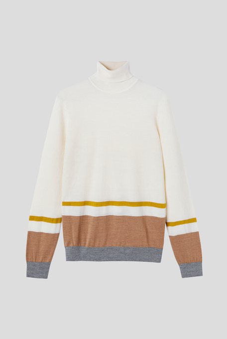 Maglia a collo alto in misto lana con bande a contrasto - Pullover | Pal Zileri shop online