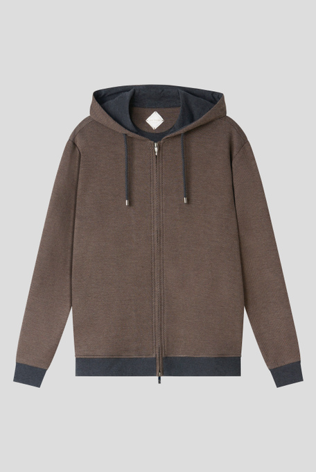 Cotton jacquard hoodie - Sweatshirts | Pal Zileri shop online