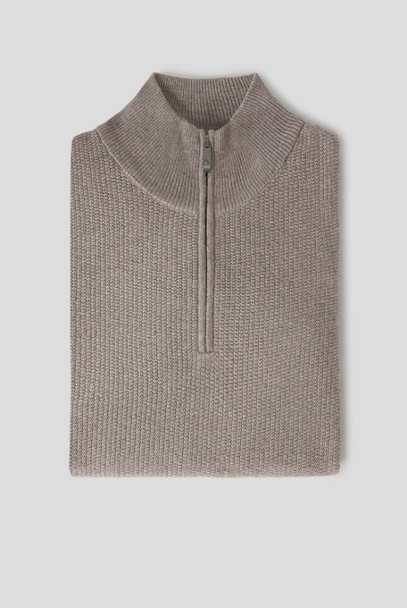 Zipped half-neck processed sweater - Knitwear | Pal Zileri shop online