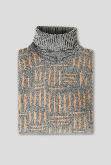 Turtleneck in pure cashmere jacquard - Sweaters | Pal Zileri shop online