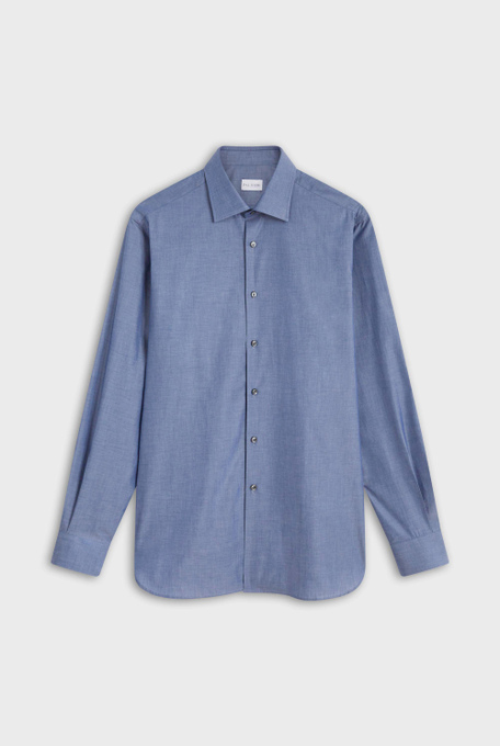 Pure chambray cotton shirt Milano collar | Pal Zileri shop online