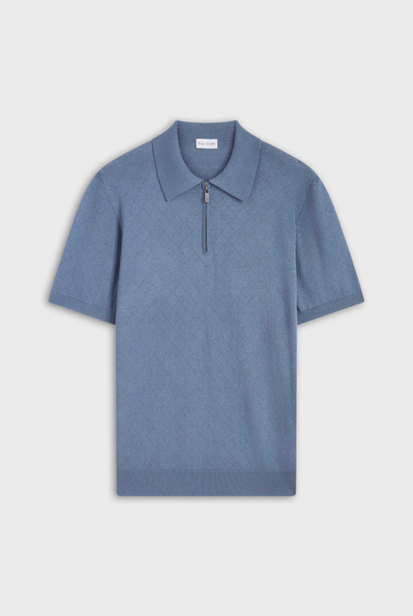 Knitted polo with PZ motif in silk and cotton | Pal Zileri shop online