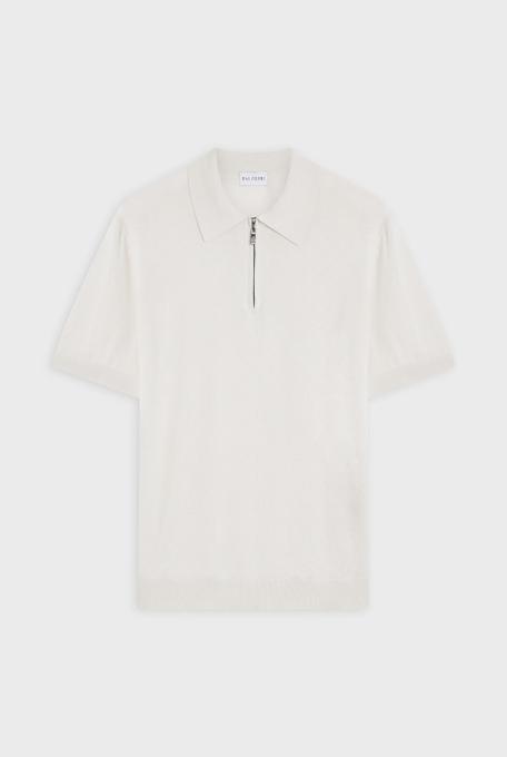 Knitted polo with PZ motif in silk and cotton - Polo | Pal Zileri shop online