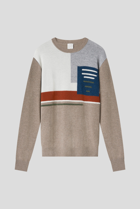 Maglia girocollo in cashmere color block - Abbigliamento | Pal Zileri shop online