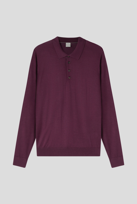 Polo a manica lunga in lana e seta con allacciatura a tre bottoni - T-Shirts e Polo | Pal Zileri shop online