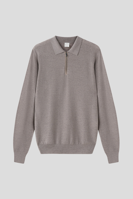 Zipped long-sleeves polo in wool - Clothing | Pal Zileri shop online