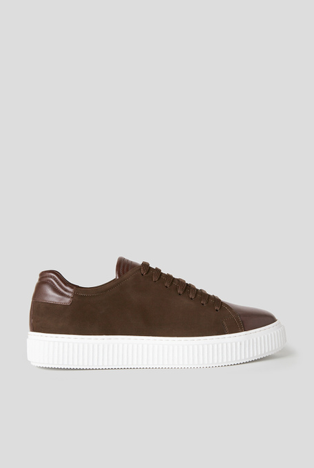 Sneakers in leather and suede with contrasting rubber sole - Shoes | Pal Zileri shop online
