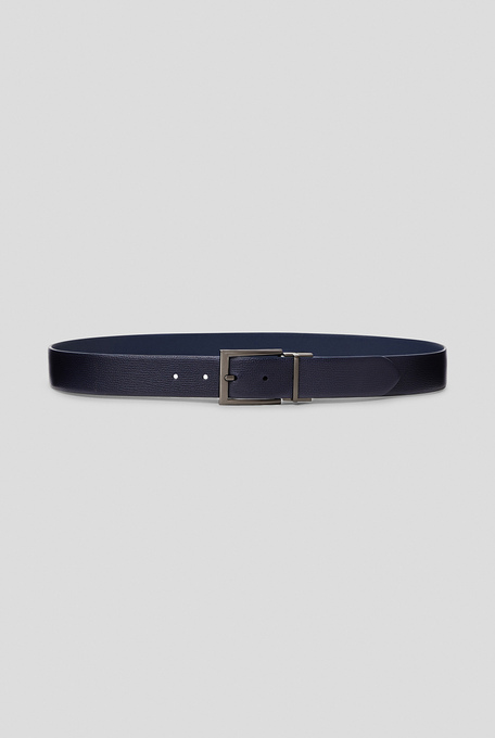 Double color reversible leather belt with ruthenium buckle - belts | Pal Zileri shop online