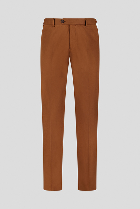 Regular fit trousers with single front pleat in stretch cotton - Trousers | Pal Zileri shop online