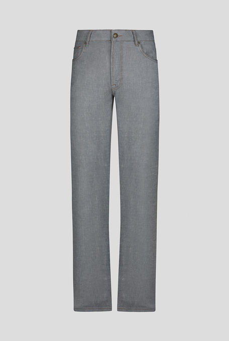 Pantaloni 5 tasche in lino e cotone stretch - Denim | Pal Zileri shop online