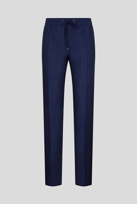 Pure linen trousers with adjustable waist drawstring - Trousers | Pal Zileri shop online