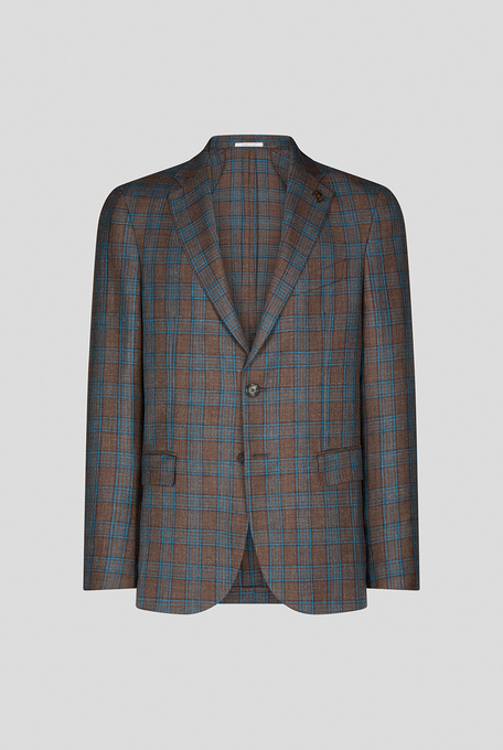 Fully unlined and deconstructed blazer from the Brera line in wool, silk and linen with a macro check motif - Brera | Pal Zileri shop online