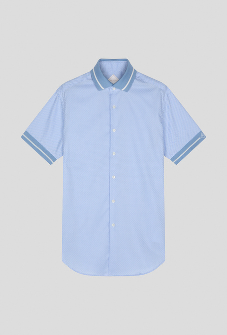 Short-sleeved cotton shirt with striped motif - Shirts | Pal Zileri shop online