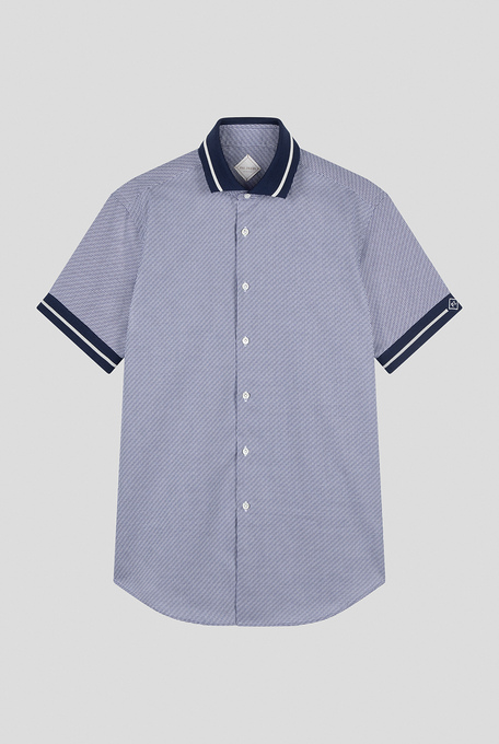 Short-sleeved cotton shirt with striped motif - Shirts | Pal Zileri shop online