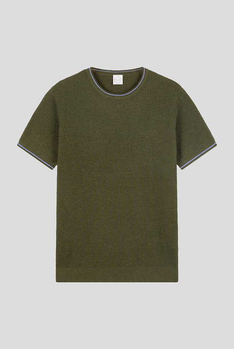 Pure cotton knit T-shirt with all-over small stitch work - T-shirts | Pal Zileri shop online