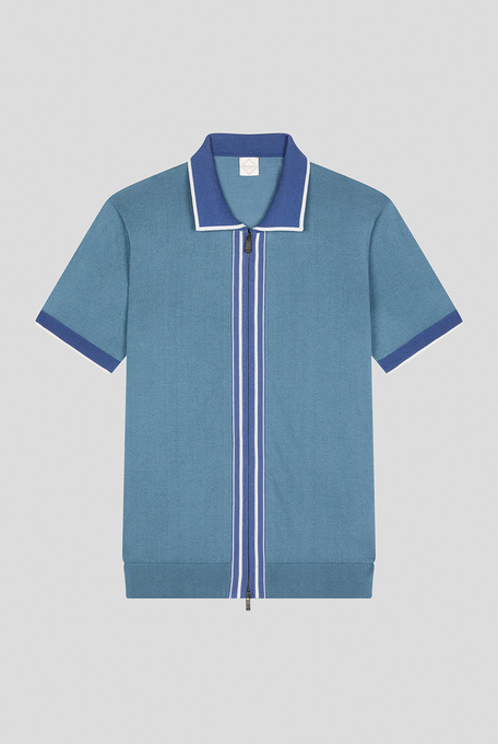 Short-sleeved polo-cardigan in silk and cotton with zip closure - T-Shirts and Polo | Pal Zileri shop online