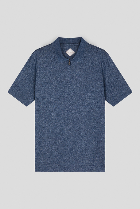 Short-sleeved polo shirt in pure cotton with ton-sur-ton jacquard work of the PZ monogram - T-Shirts and Polo | Pal Zileri shop online