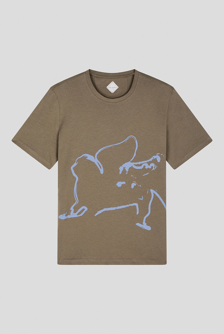 Pure cotton t-shirt with winged lion print on the front - PRIVATE SALE | Pal Zileri shop online