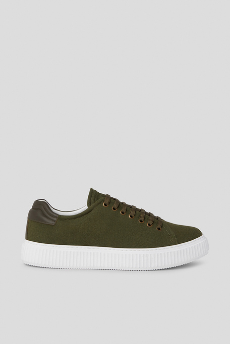 Canvas sneakers with ton-sur-tone leather details and rubber sole - Footwear | Pal Zileri shop online