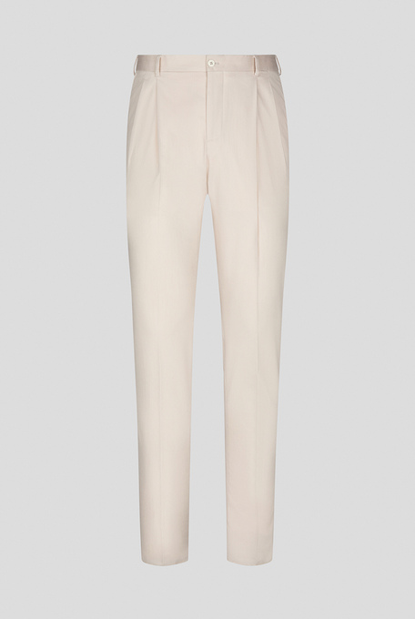 Slim-fit trousers with double front pleats in soft lyocell and stretch cotton - Trousers | Pal Zileri shop online