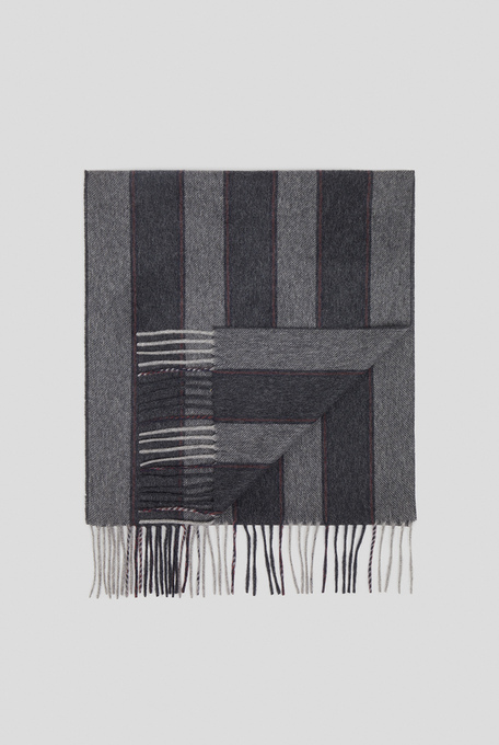 Pinstripe grey  scarf in cashmere with fringes - Scarves | Pal Zileri shop online