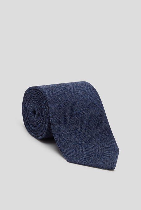 Jacquard blue tie in wool and silk - Ties | Pal Zileri shop online