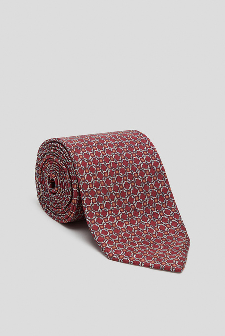 Silk tie in bordeaux with geometric circles motif - Textiles | Pal Zileri shop online