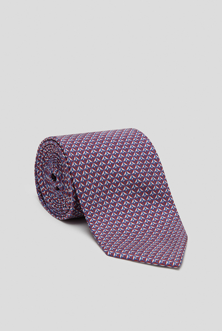 Silk tie in borderaux with small geometric pattern - Ties | Pal Zileri shop online