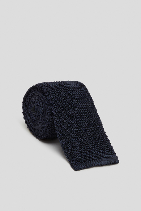 Knitted blue navy tie in silk - Ties | Pal Zileri shop online