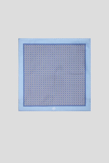 Pochette da taschino azzurra in seta stampata con motivi geometrici - Pochette | Pal Zileri shop online