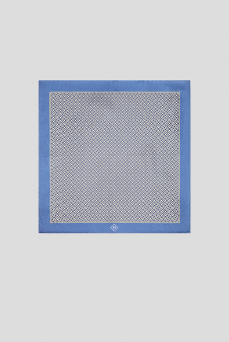 Pochette da taschino grigia e azzurra in seta stampata - Pochette | Pal Zileri shop online