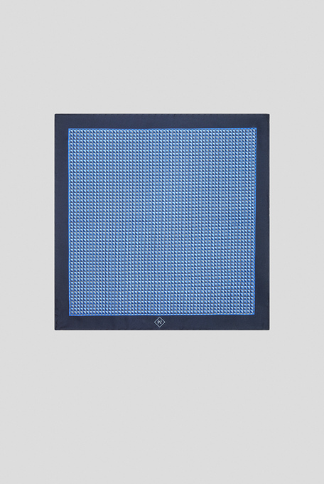 Printed light blue and navy blue  pocketsquare in silk - Pocket Squares | Pal Zileri shop online