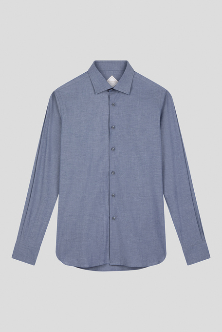 Denim blue wrinkle free shirt with standard collar - New arrivals | Pal Zileri shop online