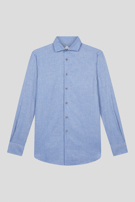 One-piece collar shirt in cotton and wool - Shirts | Pal Zileri shop online