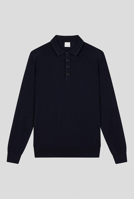 Wool and silk polo shirt with contrast stitching - Sweaters | Pal Zileri shop online
