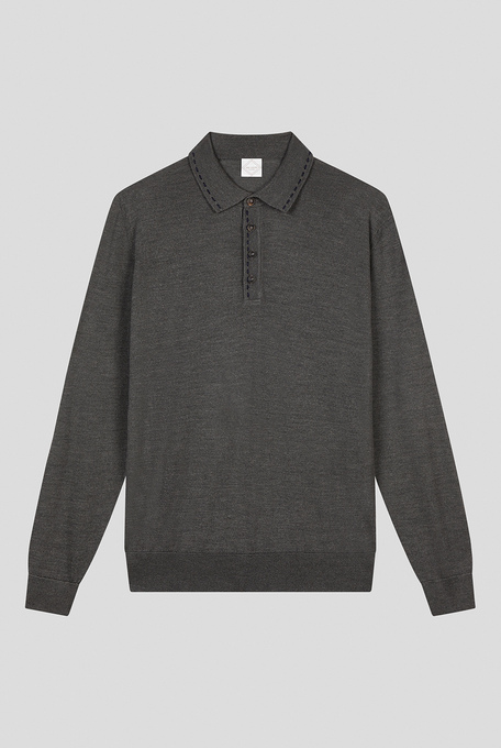 Wool and silk polo shirt with contrast stitching - Sweaters | Pal Zileri shop online