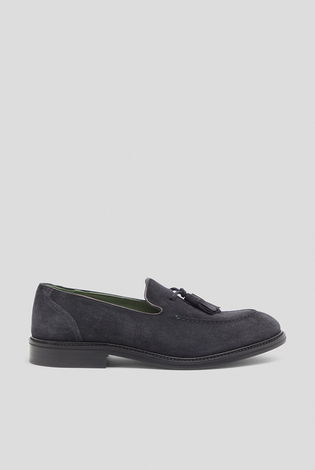 Suede  loafers in navy blue with tassels - Footwear | Pal Zileri shop online