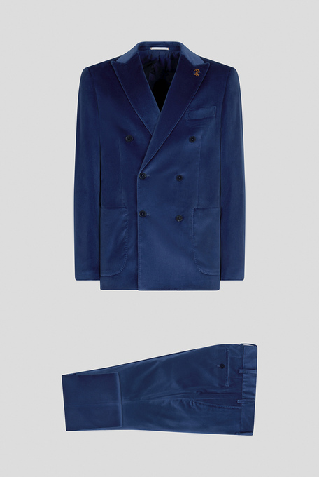2-piece Duca suit in blu cotton velvet - Suits | Pal Zileri shop online