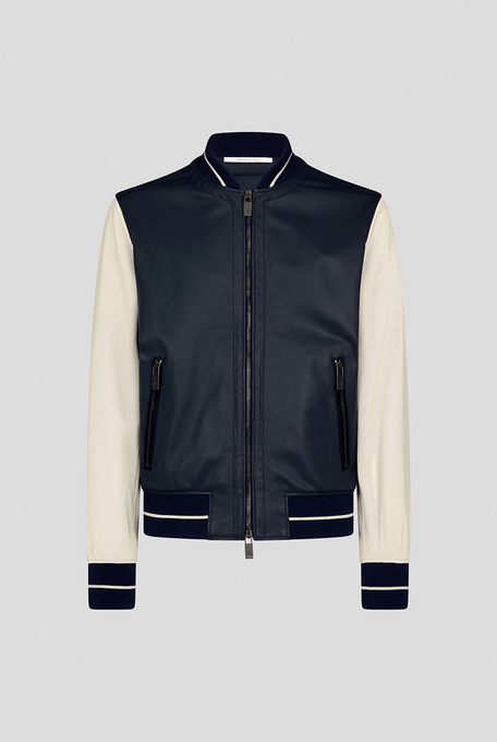 Varsity Jacket in nappa bicolore blu e panna | Pal Zileri shop online