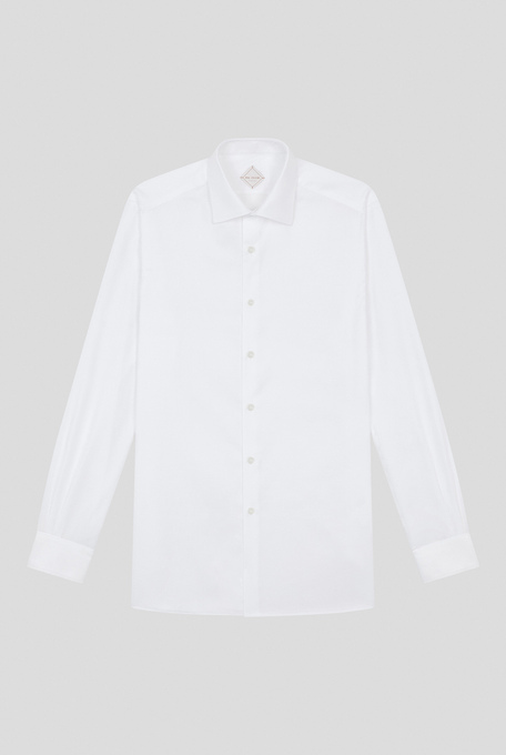 Shirt in cotton with micro structure in white - Shirts | Pal Zileri shop online